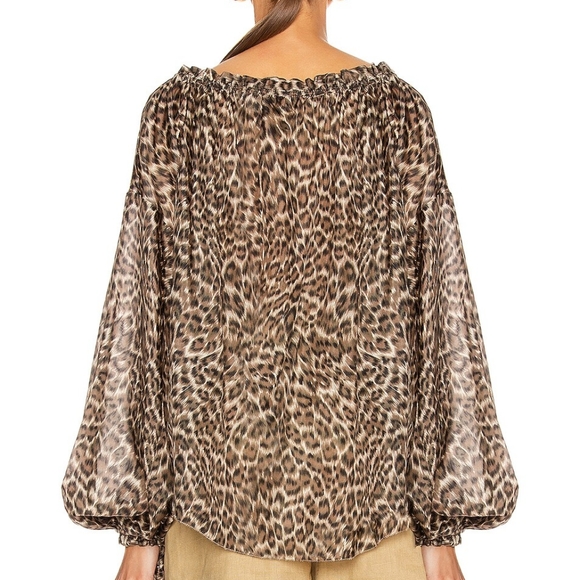 SOLD ‼️ NWT $550.00 ZIMMERMANN Suraya Leopard-print 100% Silk Blouse US XS AU 0 - Picture 5 of 6